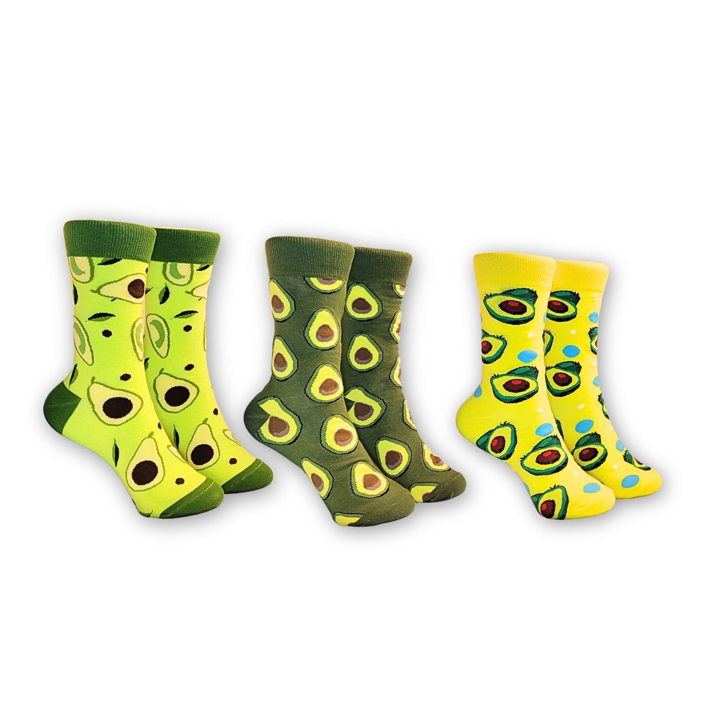 Avocado Cotton Socks for Men & Women by Bucket 'Ed - Fun Gift Idea, Unisex Design - Available in 1-,2-, OR 3-PACK