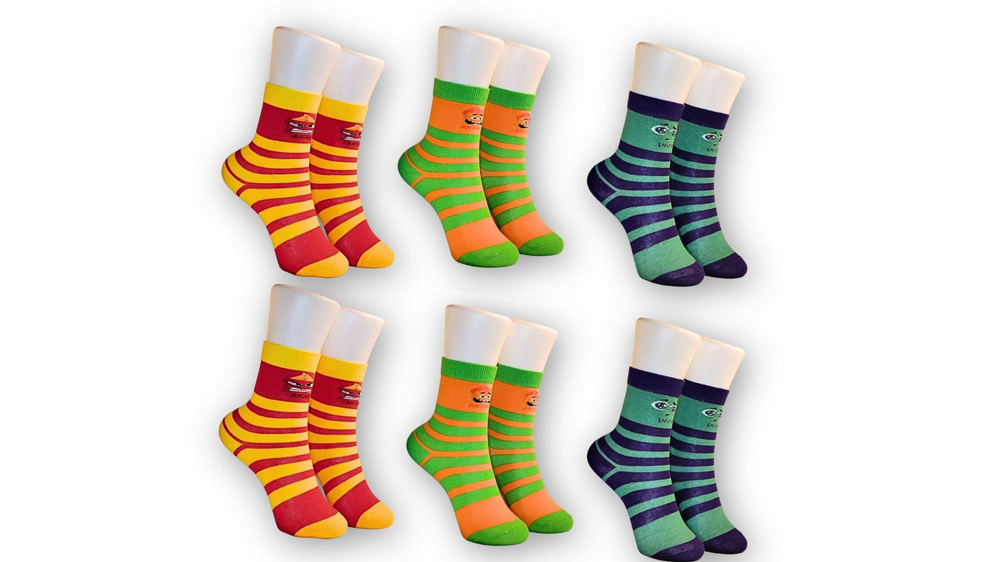 Bucket 'Ed Emotions socks - Inside Out Inspired Socks for Kids - 6 Vibrant Character Designs, Ages 4-7, Shoe Size 11-2